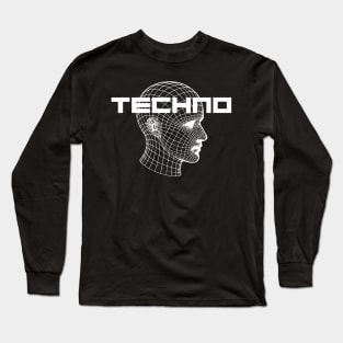 techno head design Long Sleeve T-Shirt